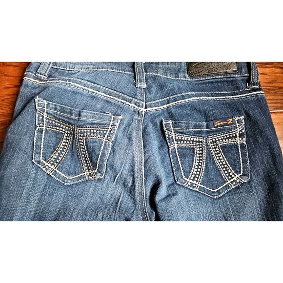 Seven7 Dark Wash Boot Cut Bling Jeans 28" - Picture 3 of 8